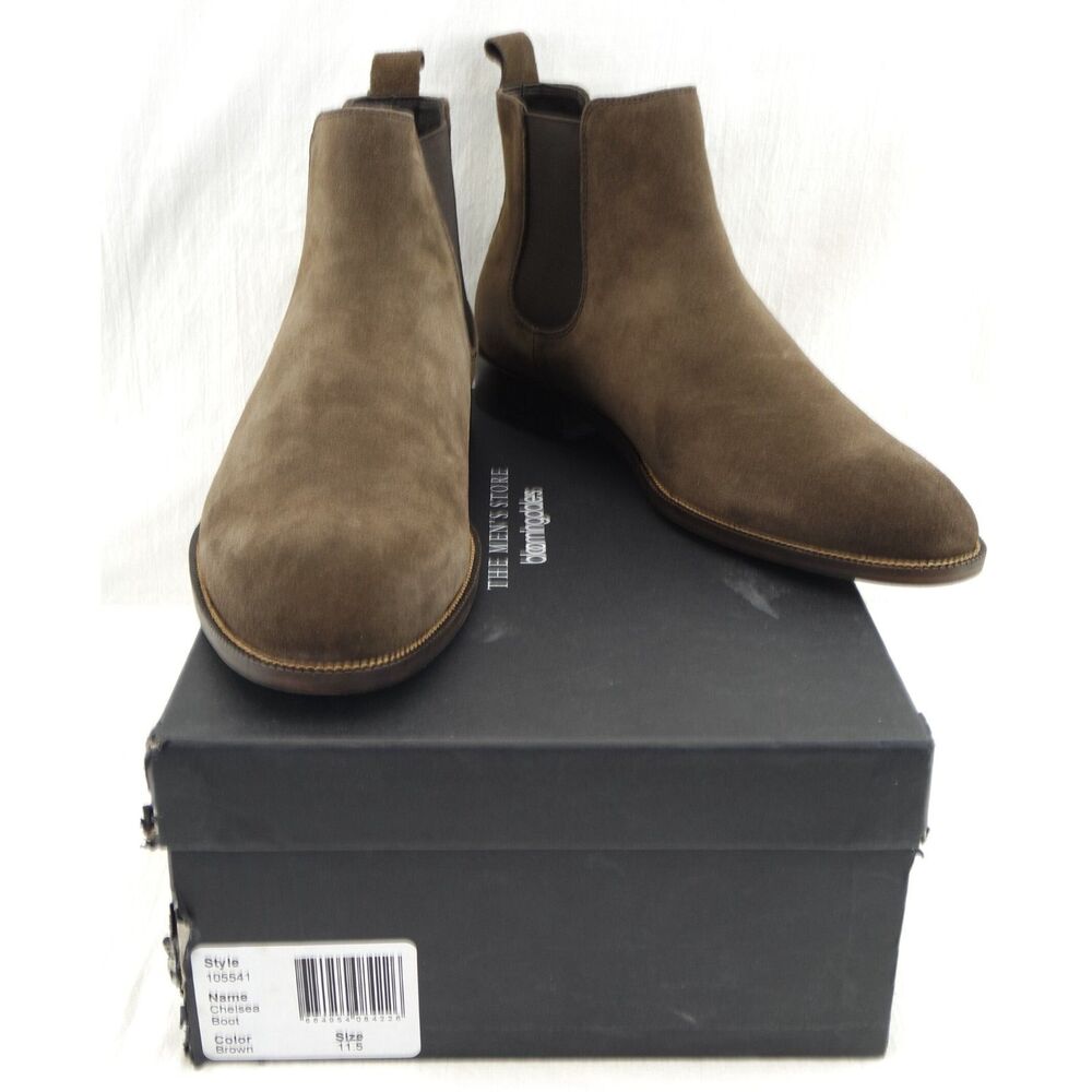 NIB Bloomingdales The Mens Store Chelsea Boots | Dark Brown Suede, size 11.5